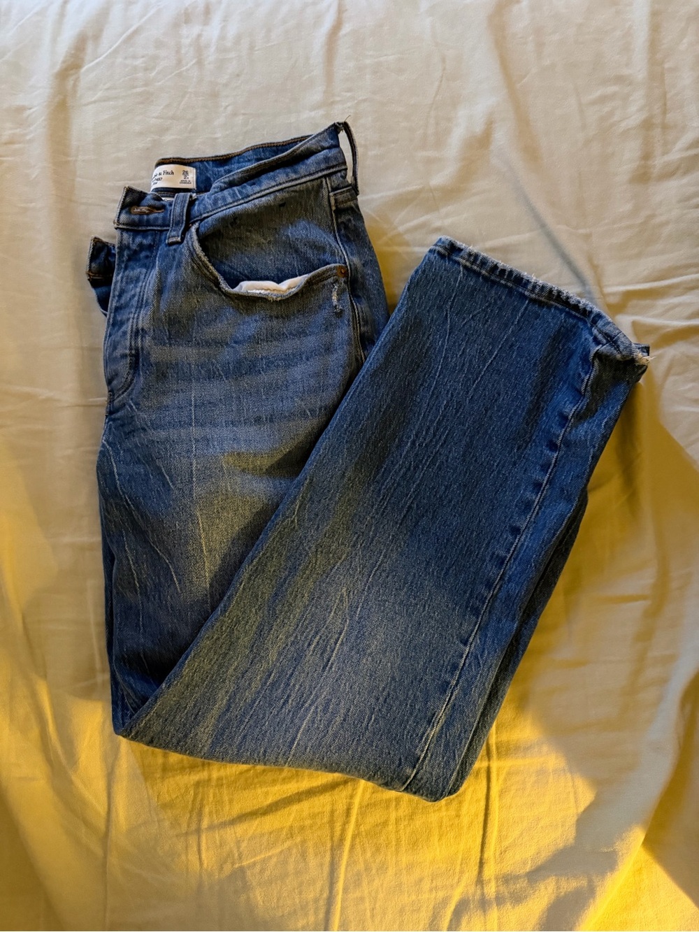 Abercrombie & Fitch Women's Straight Leg Denim Jeans - Dark Blue